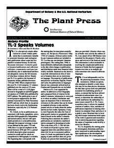 Department of Botany & the U.S. National Herbarium  The Plant Press New Series - Vol[removed]No. 4  October-December 2008