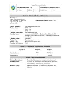 Sagent Pharmaceuticals, Inc.  Nafcillin for Injection, USP Material Safety Data Sheet (MSDS)