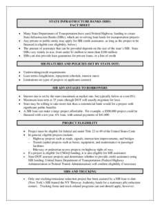 STATE INFRASTRUCTURE BANKS (SIBS) FACT SHEET • • • •