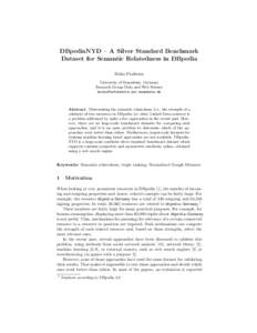 DBpediaNYD – A Silver Standard Benchmark Dataset for Semantic Relatedness in DBpedia Heiko Paulheim University of Mannheim, Germany Research Group Data and Web Science [removed]