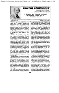 Essays of an Information Scientist, Vol:10, p.236, 1987  Current Contents, #34, p.3, August 24, 1987 EUGENE GARFIELD (NSTITUTE