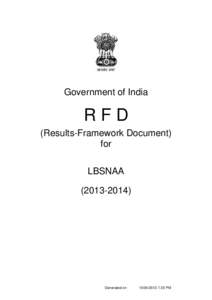 Government of India  RFD (Results-Framework Document) for LBSNAA