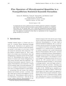 122  Brazilian Journal of Physics, vol. 28, no. 2, June, 1998 Flux Operators of Microdynamical Quantities in a Nonequilibrium Statistical Ensemble Formalism