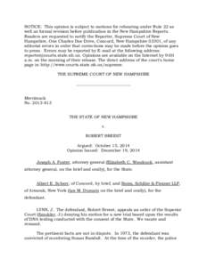 Appeal / Appellate review / Lawsuits / Legal procedure / DNA profiling / New Hampshire Supreme Court / Actual innocence / United States federal probation and supervised release / Motion to dismiss in the interest of justice / Law / Government / Criminal law