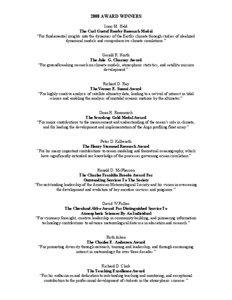 Science / Sverdrup Gold Medal Award / American Meteorological Society / Meteorology / Henry Stommel Research Award / Journal of Applied Meteorology and Climatology / National Oceanic and Atmospheric Administration / Climate model / Hydrology / Air dispersion modeling / Earth / Atmospheric sciences