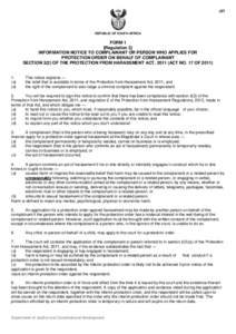 J37  REPUBLIC OF SOUTH AFRICA FORM 1 [Regulation 2]