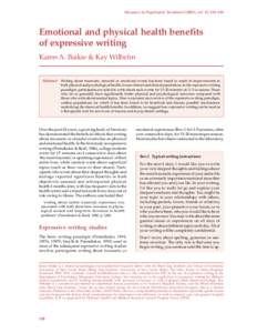 Advances in Psychiatric Treatment (2005), vol. 11, 338–346  Baikie & Wilhelm Emotional and physical health benefits of expressive writing