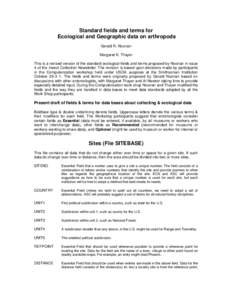 Standard fields and terms for