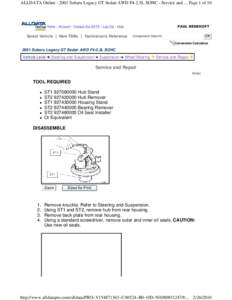 ALLDATA Online[removed]Subaru Legacy GT Sedan AWD F4-2.5L SOHC - Service and ... Page 1 of 10  PAUL REDEHOFT Home | Account | Contact ALLDATA | Log Out | Help