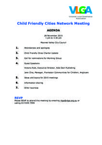 Child Friendly Cities Network Meeting AGENDA 28 Novemberpm to 3.30 pm Moonee Valley City Council