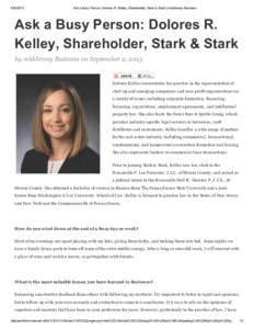 Ask a Busy Person: Dolores R. Kelley, Shareholder, Stark & Stark | midJersey Business Ask a Busy Person: Dolores R. Kelley, Shareholder, Stark & Stark