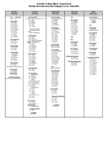 Ashville College Music Department Weekly Instrumental and Singing Lesson Timetable Monday 16th June Rm 1 Miss Dexter