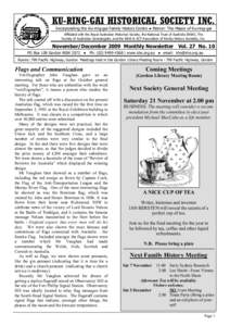 KU-RING-GAI HISTORICAL SOCIETY INC. Incorporating the Ku-ring-gai Family History Centre ● Patron: The Mayor of Ku-ring-gai Affiliated with the Royal Australian Historical Society, the National Trust of Australia (NSW),