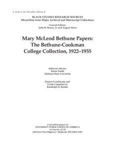 Mary McLeod Bethune / Bethune-Cookman University / Cookman / James A. Colston / Bethune / Barber–Scotia College / Mary McLeod Bethune Home / Norman Bethune / Daytona Beach /  Florida / Florida / North Carolina