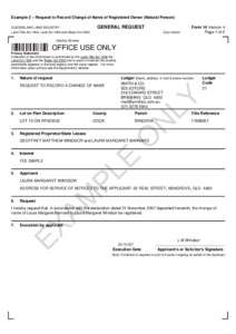 Titles Registry – example of a completed form 14 request to record change of name