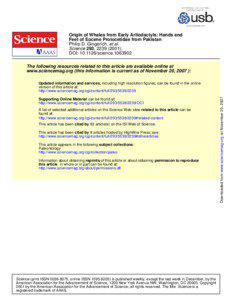 Origin of Whales from Early Artiodactyls: Hands and Feet of Eocene Protocetidae from Pakistan Philip D. Gingerich, et al.