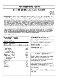 ZARTIC/Z-BIRD NUTRITIONAL INFORMATION SHEET