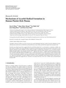 Mechanisms of Ascorbyl Radical Formation in Human Platelet-Rich Plasma