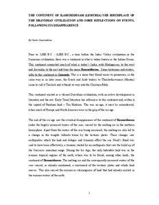 THE CONTINENT OF ILAMURIDESAM (LEMURIA) THE BIRTHPLACE OF THE DRAVIDIAN CIVILIZATION AND SOME REFLECTIONS ON EVENTS, FOLLOWING ITS DISAPPEARENCE