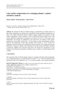 Climatic Change[removed]:301–315 DOI[removed]s10584[removed]Lake surface temperatures in a changing climate: a global sensitivity analysis Martin Schmid & Stefan Hunziker & Alfred Wüest