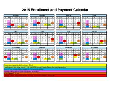 2015 Enrollment and Payment Calendar S M  T