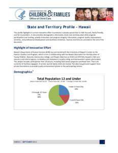 The Office of Child Care’s National Child Care Information and Technical Assistance Center  State and Territory Profile - Hawaii This profile highlights a current innovative effort to promote a subsidy system that is c
