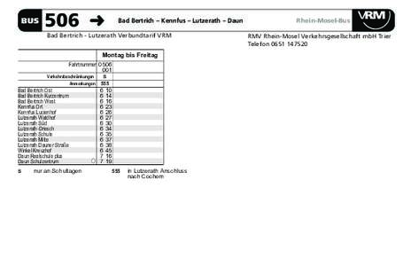 Q Bad Bertrich - Kennfus - Lutzerath-Driesch - Daun  BUS