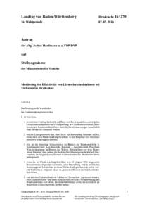 Landtag von Baden-Württemberg  Drucksache 16 / Wahlperiode