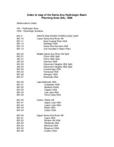 Index to map of the Santa Ana Hydrologic Basin Planning Area (1986)