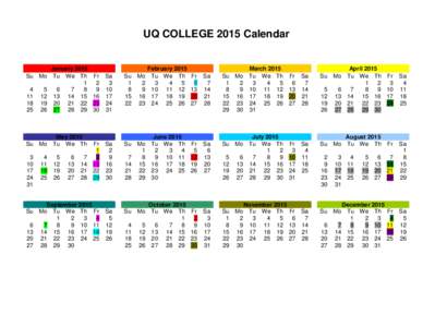 Printable 2015 Calendars:  2015 Colorful Calendar