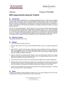 Genova  Protocol: P09-008A DNA measurements using the TrayCell Introduction