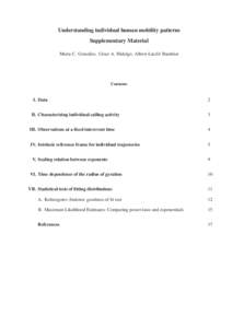 Understanding individual human mobility patterns Supplementary Material Marta C. Gonz´alez, C´esar A. Hidalgo, Albert-L´aszl´o Barab´asi Contents