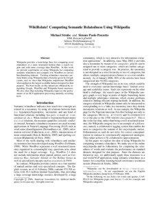 WikiRelate! Computing Semantic Relatedness Using Wikipedia Michael Strube and Simone Paolo Ponzetto EML Research gGmbH