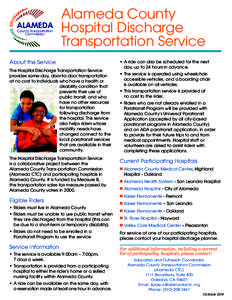 ALAMEDA County Transportation Commission Alameda County Hospital Discharge