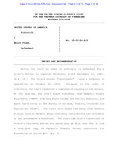 Case 2:10-cr[removed]STA-tmp Document 38  Filed[removed]Page 1 of 13 IN THE UNITED STATES DISTRICT COURT FOR THE WESTERN DISTRICT OF TENNESSEE