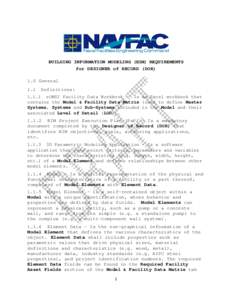 NAVFAC Building Information Modeling (BIM) Requirements for Designer of Record (DOR)