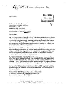 April 12, 2004  Mr. Jonathan G. Katz, Secretary Securities and Exchange Commission 450 Fifth Street, NW Washington, D.C[removed]