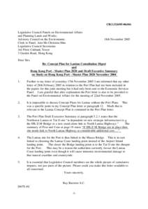 CB[removed]Legislative Council Panels on Environmental Affairs and Planning Lands and Works; Advisory Council on the Environment. Clerk to Panel, Attn Ms Christina Shiu Legislative Council Secretariat