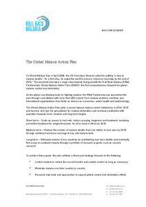 BACKGROUNDER  The Global Malaria Action Plan