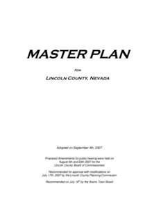 MASTER PLAN For Lincoln County, Nevada  Adopted on September 4th, 2007