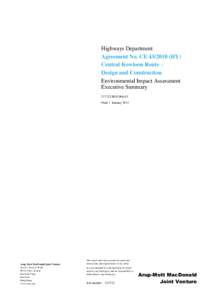 Highways Department Agreement No. CE[removed]HY) Central Kowloon Route – Design and Construction Environmental Impact Assessment Executive Summary