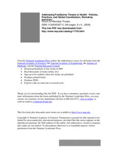 Health / National Academy of Sciences / Michael Osterholm / Centers for Disease Control and Prevention / Institute of Medicine / National Institutes of Health / Sue Goldie / Center for Disease Dynamics /  Economics & Policy / United States National Academies / Medicine / Science and technology in the United States