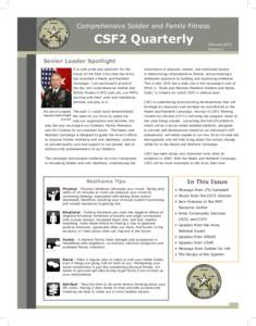 Comprehensive Soldier and Family Fitness  CSF2 Quarterly February 2013 Volume 3