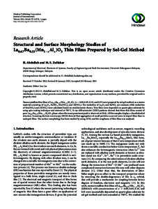 Hindawi Publishing Corporation Journal of Nanomaterials Volume 2013, Article ID[removed], 5 pages http://dx.doi.org[removed][removed]Research Article