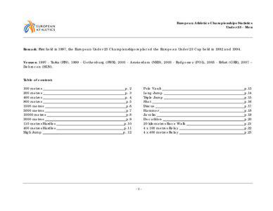 European Athletics Championships Statistics Under 23 - Men