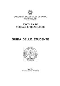 UNIVERSITÀ DEGLI STUDI DI NAPOLI “PARTHENOPE” FACOLTÀ DI SCIENZE E TECNOLOGIE