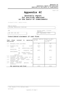 Appendix 4C Quarterly report for entities admitted on the basis of commitments Rule 4.7B  Appendix 4C