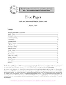 Blue Pages Local, State, and National Disability Resource Guide August 2010