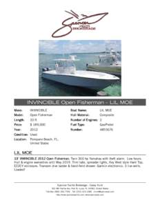 INVINCIBLE Open Fisherman – LIL MOE Make: INVINCIBLE  Boat Name: