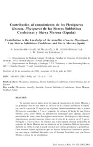 Contribución al conocimiento de los Plecópteros (Insecta, Plecoptera) de las Sierras Subbéticas Cordobesas y Sierra Morena (España)